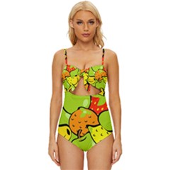 Fruit Food Wallpaper Knot Front One-piece Swimsuit