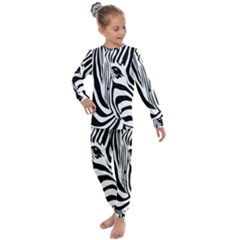 Animal Cute Pattern Art Zebra Kids  Long Sleeve Set 