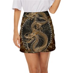 Dragon Pentagram Mini Front Wrap Skirt by Amaryn4rt