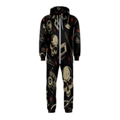 Grunge Seamless Pattern With Skulls Hooded Jumpsuit (kids) by Amaryn4rt