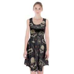 Grunge Seamless Pattern With Skulls Racerback Midi Dress by Amaryn4rt