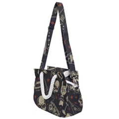 Grunge Seamless Pattern With Skulls Rope Handles Shoulder Strap Bag by Amaryn4rt