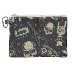 Grunge Seamless Pattern With Skulls Canvas Cosmetic Bag (xl)
