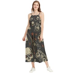 Grunge Seamless Pattern With Skulls Boho Sleeveless Summer Dress by Amaryn4rt