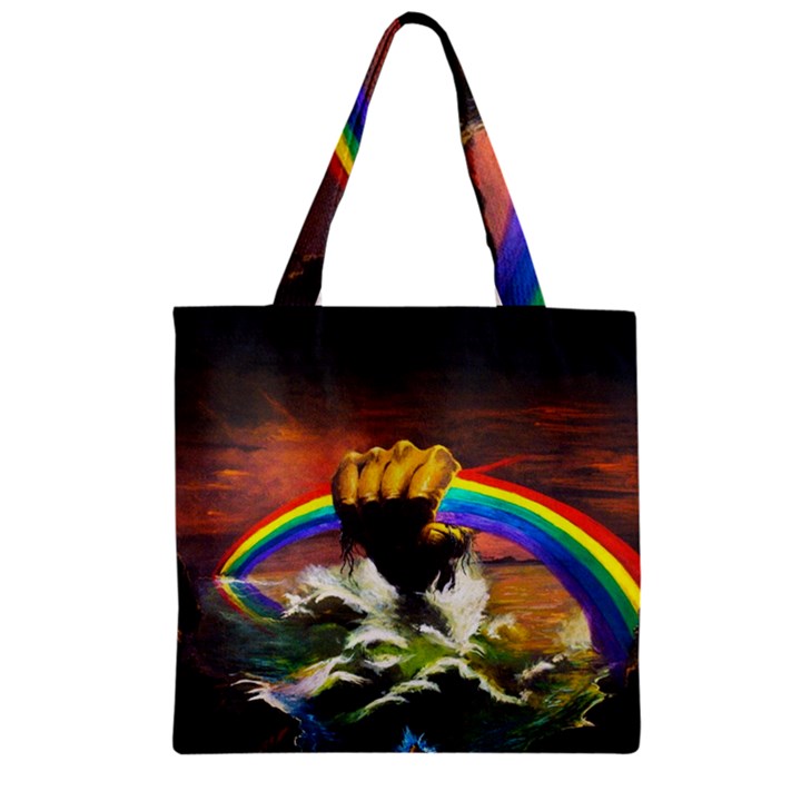 Rainbow Color Zipper Grocery Tote Bag