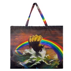 Rainbow Color Zipper Large Tote Bag