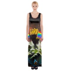 Rainbow Color Thigh Split Maxi Dress