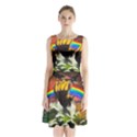 Rainbow Color Sleeveless Waist Tie Chiffon Dress View1