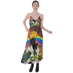 Rainbow Color Tie Back Maxi Dress by uniart180623