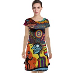 Hippie Rainbow Psychedelic Colorful Cap Sleeve Nightdress by uniart180623