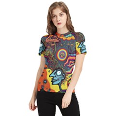 Hippie Rainbow Psychedelic Colorful Women s Short Sleeve Rash Guard by uniart180623