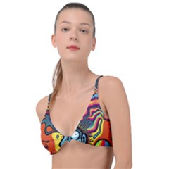 Hippie Rainbow Psychedelic Colorful Knot Up Bikini Top by uniart180623