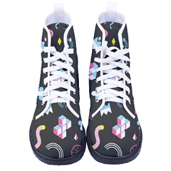 Memphis Design Seamless Pattern Women s High-top Canvas Sneakers by uniart180623