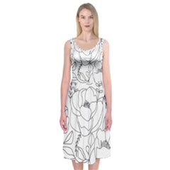 Contemporary-nature-seamless-pattern Midi Sleeveless Dress