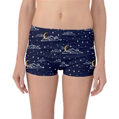 Hand-drawn-scratch-style-night-sky-with-moon-cloud-space-among-stars-seamless-pattern-vector-design- Boyleg Bikini Bottoms by uniart180623