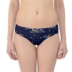 Hand-drawn-scratch-style-night-sky-with-moon-cloud-space-among-stars-seamless-pattern-vector-design- Hipster Bikini Bottoms by uniart180623