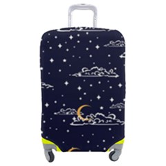 Hand-drawn-scratch-style-night-sky-with-moon-cloud-space-among-stars-seamless-pattern-vector-design- Luggage Cover (medium) by uniart180623