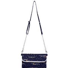 Hand-drawn-scratch-style-night-sky-with-moon-cloud-space-among-stars-seamless-pattern-vector-design- Mini Crossbody Handbag by uniart180623