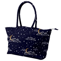 Hand-drawn-scratch-style-night-sky-with-moon-cloud-space-among-stars-seamless-pattern-vector-design- Canvas Shoulder Bag by uniart180623