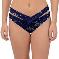 Hand-drawn-scratch-style-night-sky-with-moon-cloud-space-among-stars-seamless-pattern-vector-design- Double Strap Halter Bikini Bottoms by uniart180623