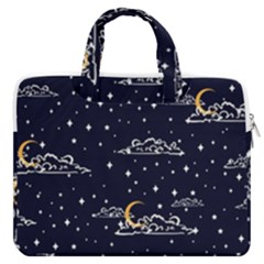 Hand-drawn-scratch-style-night-sky-with-moon-cloud-space-among-stars-seamless-pattern-vector-design- MacBook Pro 13  Double Pocket Laptop Bag