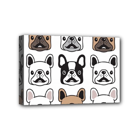 Dog-french-bulldog-seamless-pattern-face-head Mini Canvas 6  X 4  (stretched) by uniart180623