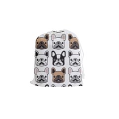 Dog-french-bulldog-seamless-pattern-face-head Drawstring Pouch (small) by uniart180623