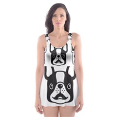 Dog-french-bulldog-seamless-pattern-face-head Skater Dress Swimsuit