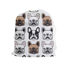 Dog-french-bulldog-seamless-pattern-face-head Drawstring Pouch (xl) by uniart180623