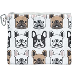 Dog-french-bulldog-seamless-pattern-face-head Canvas Cosmetic Bag (xxxl) by uniart180623