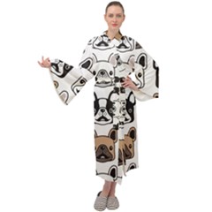 Dog-french-bulldog-seamless-pattern-face-head Maxi Velvet Kimono by uniart180623