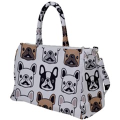 Dog-french-bulldog-seamless-pattern-face-head Duffel Travel Bag by uniart180623