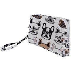 Dog-french-bulldog-seamless-pattern-face-head Wristlet Pouch Bag (small) by uniart180623