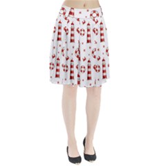 Nautical-seamless-pattern Pleated Skirt