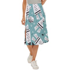 Cute-seamless-pattern-with-rocket-planets-stars Midi Panel Skirt by uniart180623