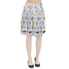 Set-cute-colorful-doodle-hand-drawing Pleated Skirt