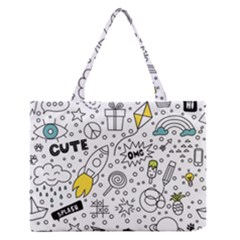 Set-cute-colorful-doodle-hand-drawing Zipper Medium Tote Bag by uniart180623