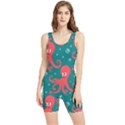 Cute-smiling-red-octopus-swimming-underwater Women s Wrestling Singlet View1