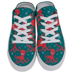 Cute-smiling-red-octopus-swimming-underwater Half Slippers by uniart180623