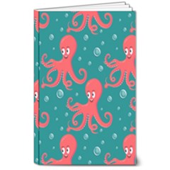 Cute-smiling-red-octopus-swimming-underwater 8  X 10  Softcover Notebook