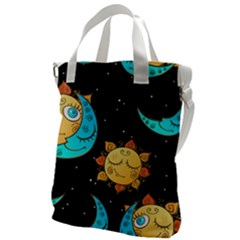 Seamless-pattern-with-sun-moon-children Canvas Messenger Bag by uniart180623