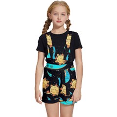 Seamless-pattern-with-sun-moon-children Kids  Short Overalls