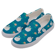Elegant-swan-pattern-with-water-lily-flowers Men s Canvas Slip Ons by uniart180623