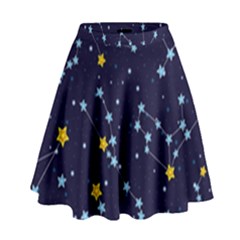 Seamless-pattern-with-cartoon-zodiac-constellations-starry-sky High Waist Skirt by uniart180623