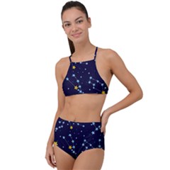 Seamless-pattern-with-cartoon-zodiac-constellations-starry-sky Halter Tankini Set by uniart180623