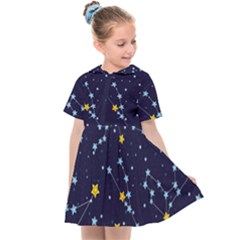 Seamless-pattern-with-cartoon-zodiac-constellations-starry-sky Kids  Sailor Dress by uniart180623