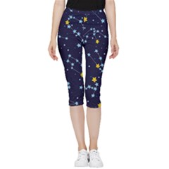 Seamless-pattern-with-cartoon-zodiac-constellations-starry-sky Inside Out Lightweight Velour Capri Leggings  by uniart180623