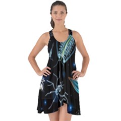Colorful-abstract-pattern-consisting-glowing-lights-luminescent-images-marine-plankton-dark Show Some Back Chiffon Dress by uniart180623