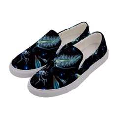 Colorful-abstract-pattern-consisting-glowing-lights-luminescent-images-marine-plankton-dark Women s Canvas Slip Ons by uniart180623
