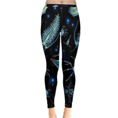 Colorful-abstract-pattern-consisting-glowing-lights-luminescent-images-marine-plankton-dark Inside Out Leggings by uniart180623